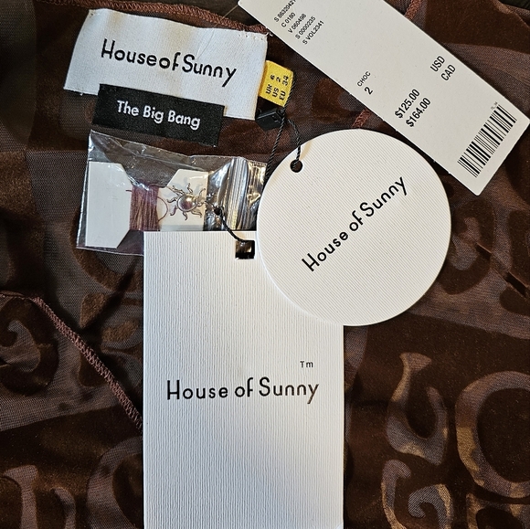 House Of Sunny Casa Amor Flyaway Short Sleeve Cardi Top, Chocolate Brown, Size 2 - Picture 13 of 13